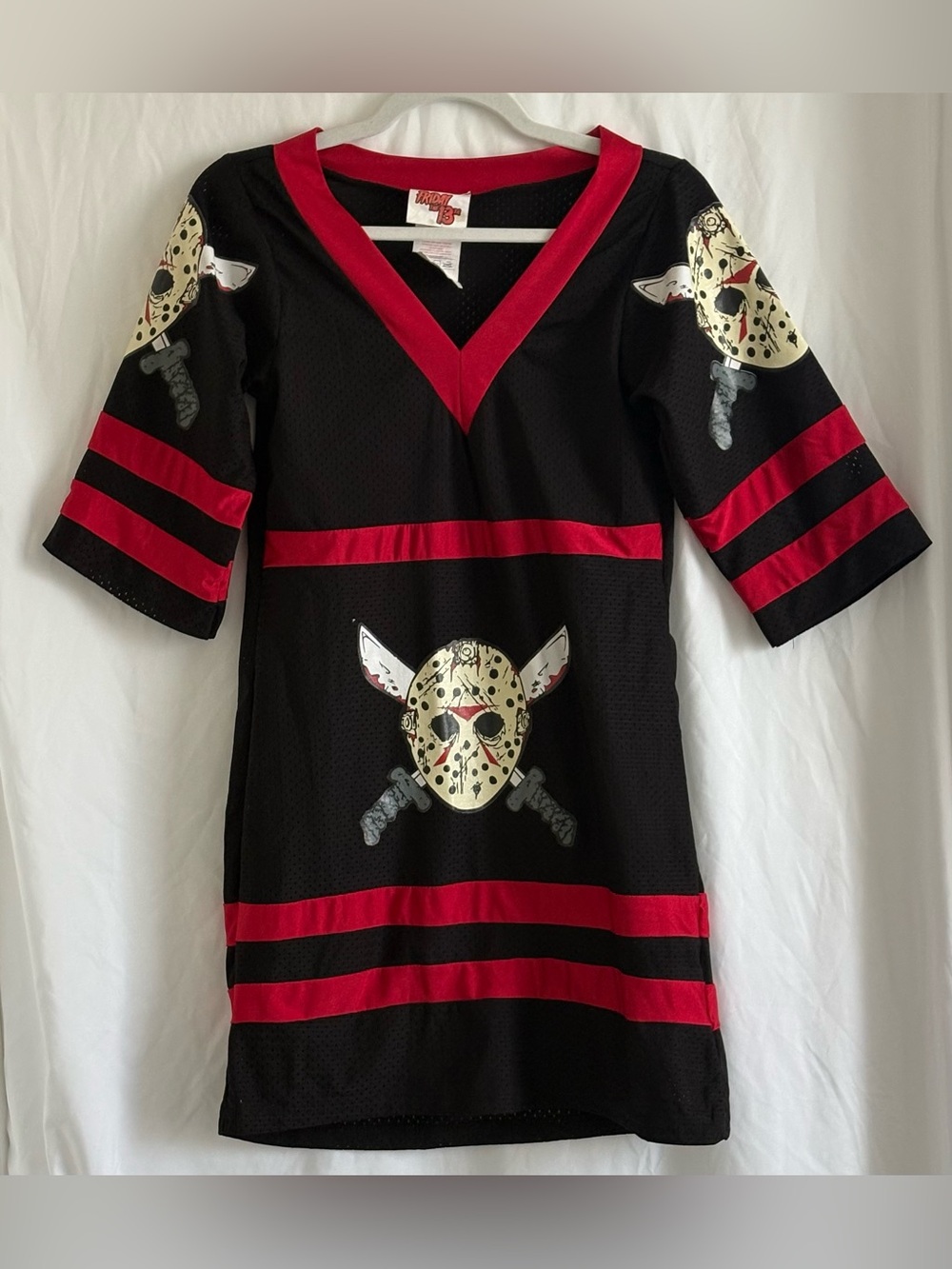 Friday the 13th Jason Voorhees Jersey Dress Costume XS + Mask purse